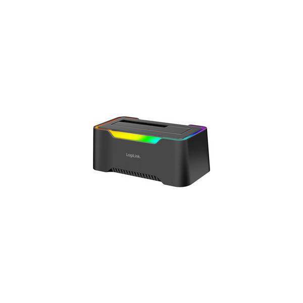 USB 3.2 Gen1 Docking Station, 1-Bay, for 2,5/3,5" SATA HDD/SSD, RGB