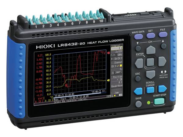 HIOKI LR8432 - Tragbarer 10-Kanal Datenlogger mit nativer Unterstützung für Wärmefluss-Sensoren