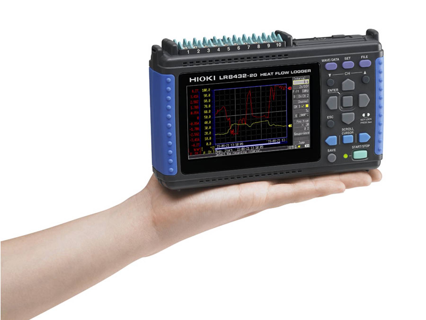 HIOKI LR8432 - Tragbarer 10-Kanal Datenlogger mit nativer Unterstützung für Wärmefluss-Sensoren-1