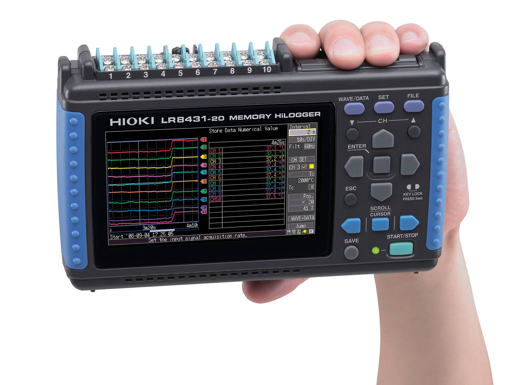 Hioki LR8431 - Tragbarer 10-Kanal-Datenlogger für Spannungs-, Temperatur- und Impulserfassung-2