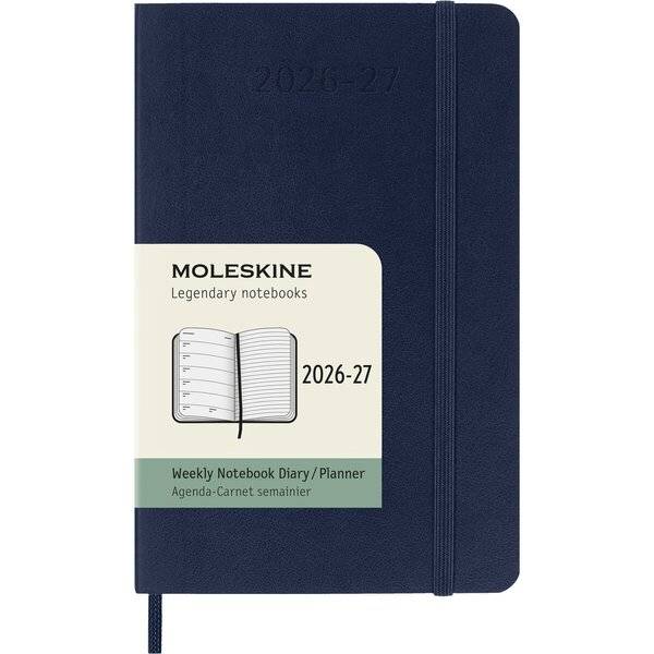 Wochenkalender 18 Monate Pocket A6 1 Woche/Seiten horizontal weicher Einband saphir 2026/2027