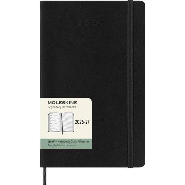 Wochenkalender 18 Monate Large A5 1 Woche/Seiten horizontal weicher Einband schwarz 2026/2027