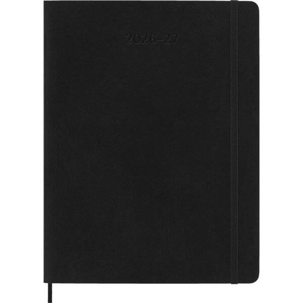 Wochenkalender 18 Monate XL 1 Woche/Seiten horizontal weicher Einband schwarz 2026/2027