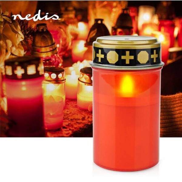 GRLT1 Nedis LED Grablicht rot m.6h Timer Flackereffekt ohne Batterien (2x AA)