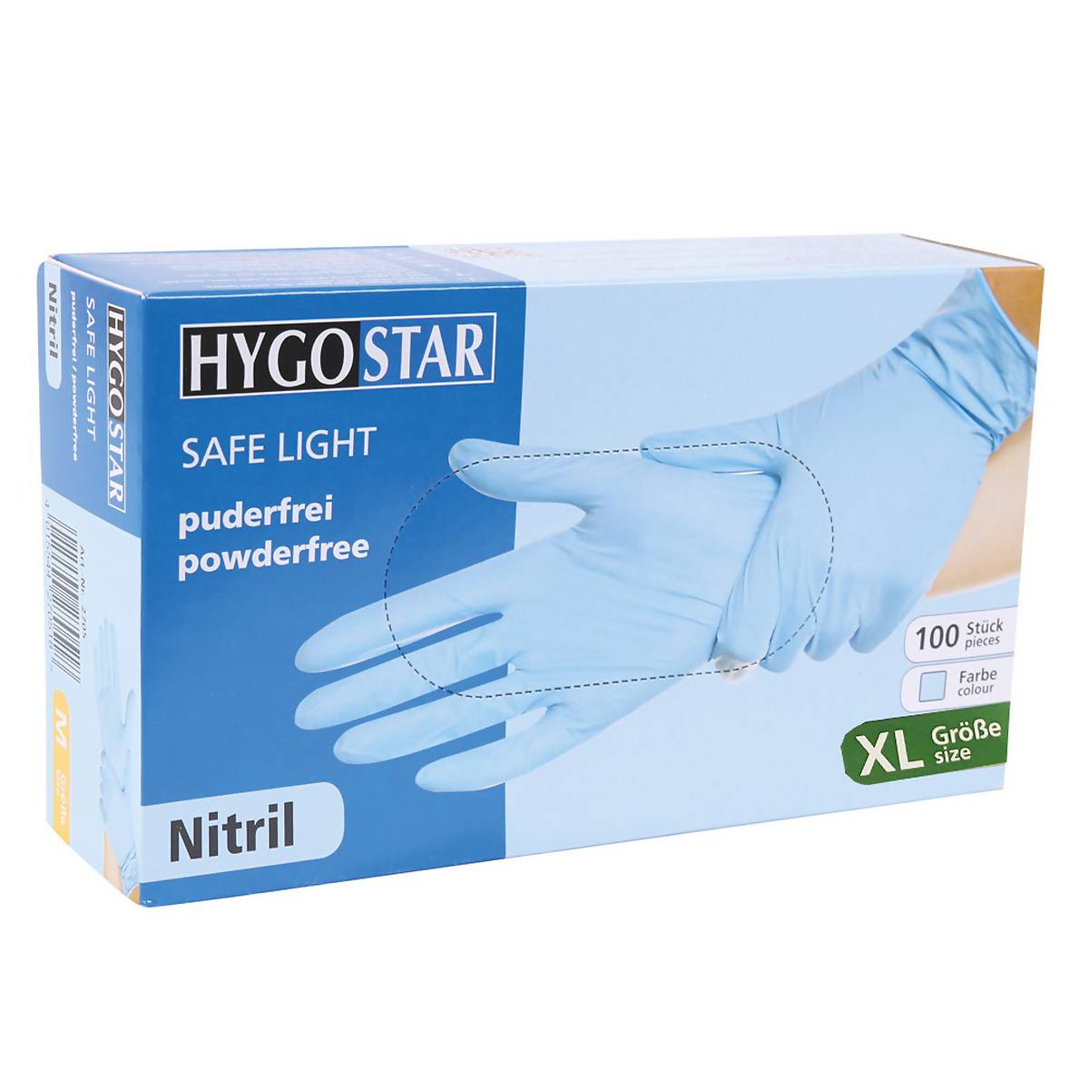 Hygostar Nitril Handschuhe Safe Light BLAU, puderfrei (100er Box)-0