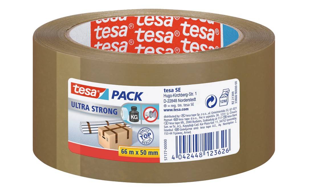 tesapack Ultra Strong, extra starkes PVC-Packband, 50mm x 66m, braun-0