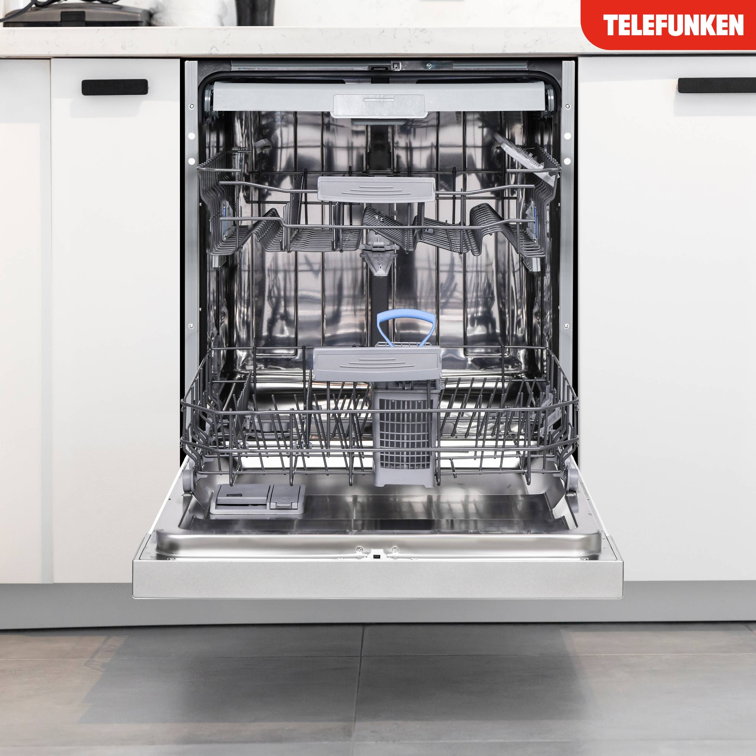 Telefunken Geschirrspüler 60 cm teilintegrierbar | Einbau Spülmaschine | 14 Gedecke | 9 Programme | AquaStop | GET6014AI-1