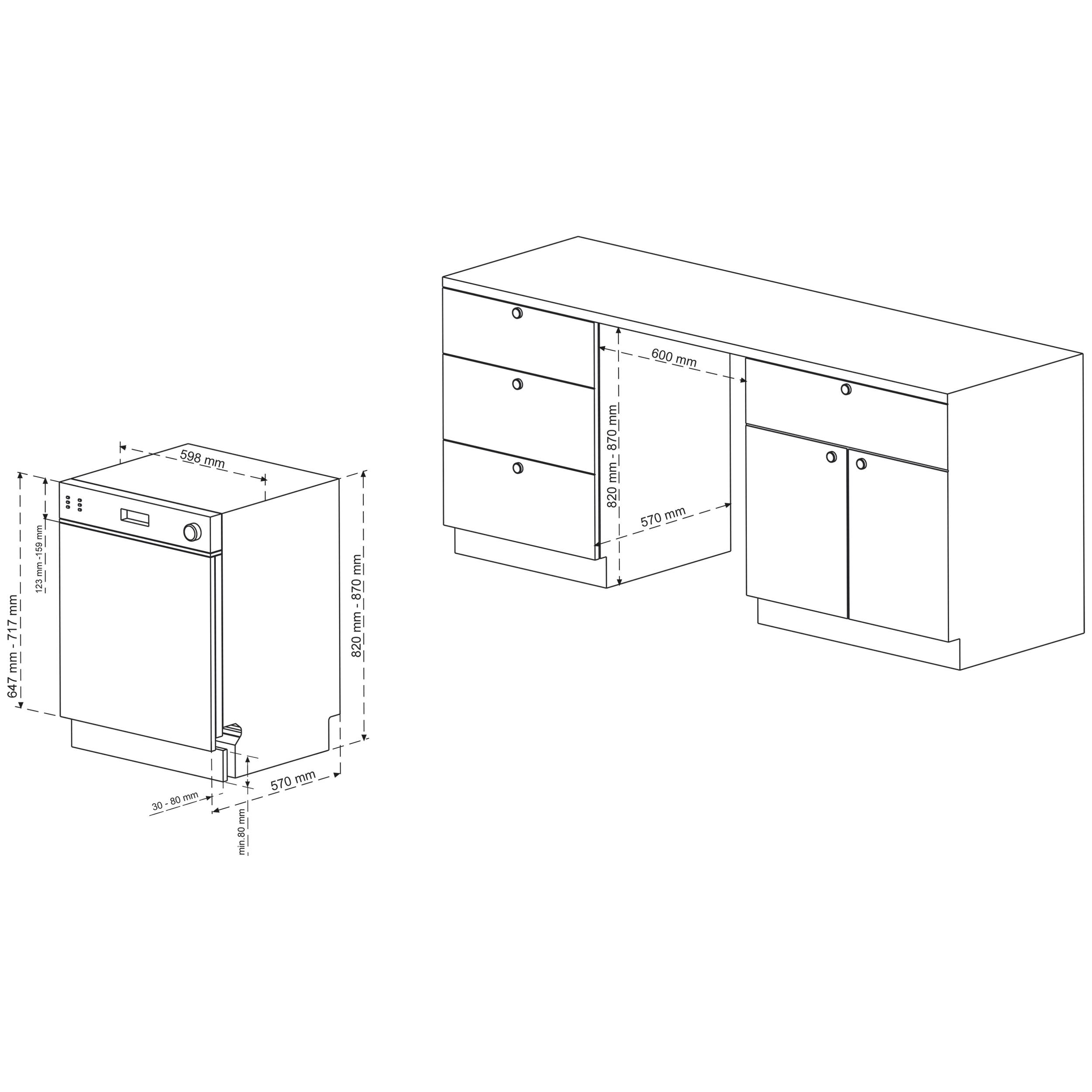 Telefunken Geschirrspüler 60 cm teilintegrierbar | Einbau Spülmaschine | 14 Gedecke | 9 Programme | AquaStop | GET6014AI-2