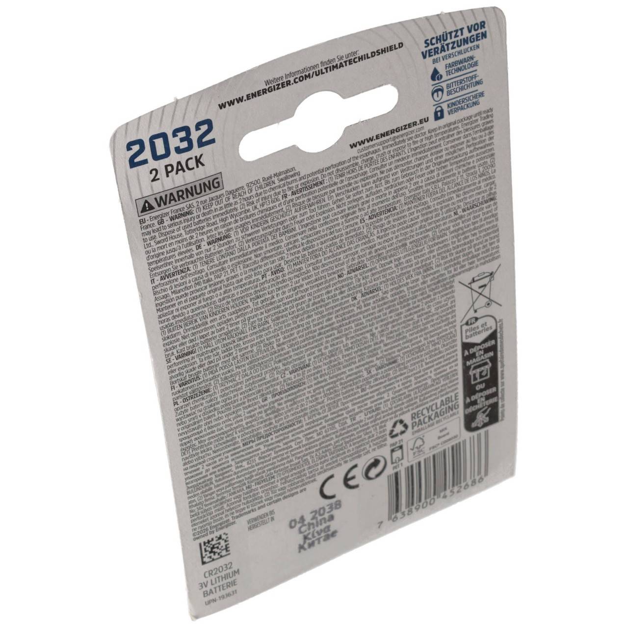 Energizer Batterie Lithium, Knopfzelle, CR2032, 3V Ultimate Lithium, Retail Blister (2-Pack)-4