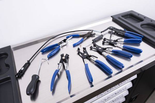 Werkstattwagen bestückt 7 Schubladen gefüllt Werkzeugwagen Edelstahl Arbeitsplatte abschließbar KFZ Werkzeugkasten-2