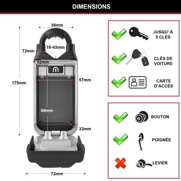 Schlüsseltresor Master Lock 5422EURD Grau Schwarz/Grau Metall 11,7 x 7,9 x 5 cm (1 Stücke)-4