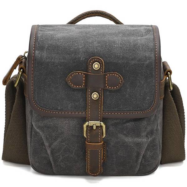 Canvas Kamera Tasche Messenger mit Trennfächern Tragbar Robust Größe S Grau