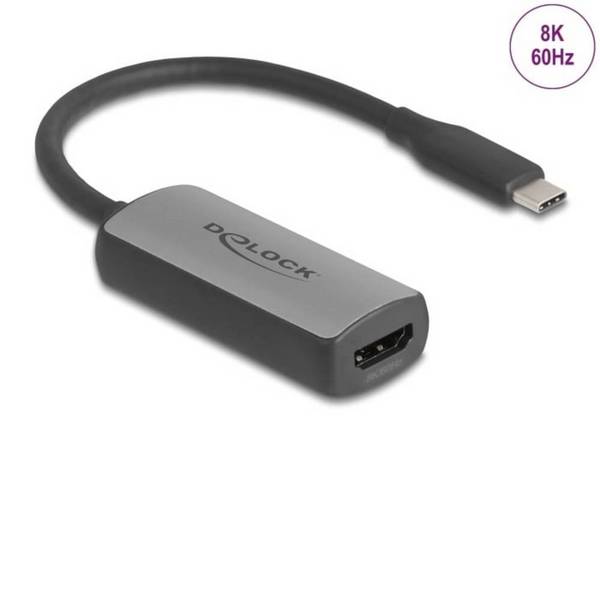 Delock Adapterkabel - USB-C männlich zu HDMI weiblich - 17 cm - Grau - 8K60Hz (7680 x 4320)