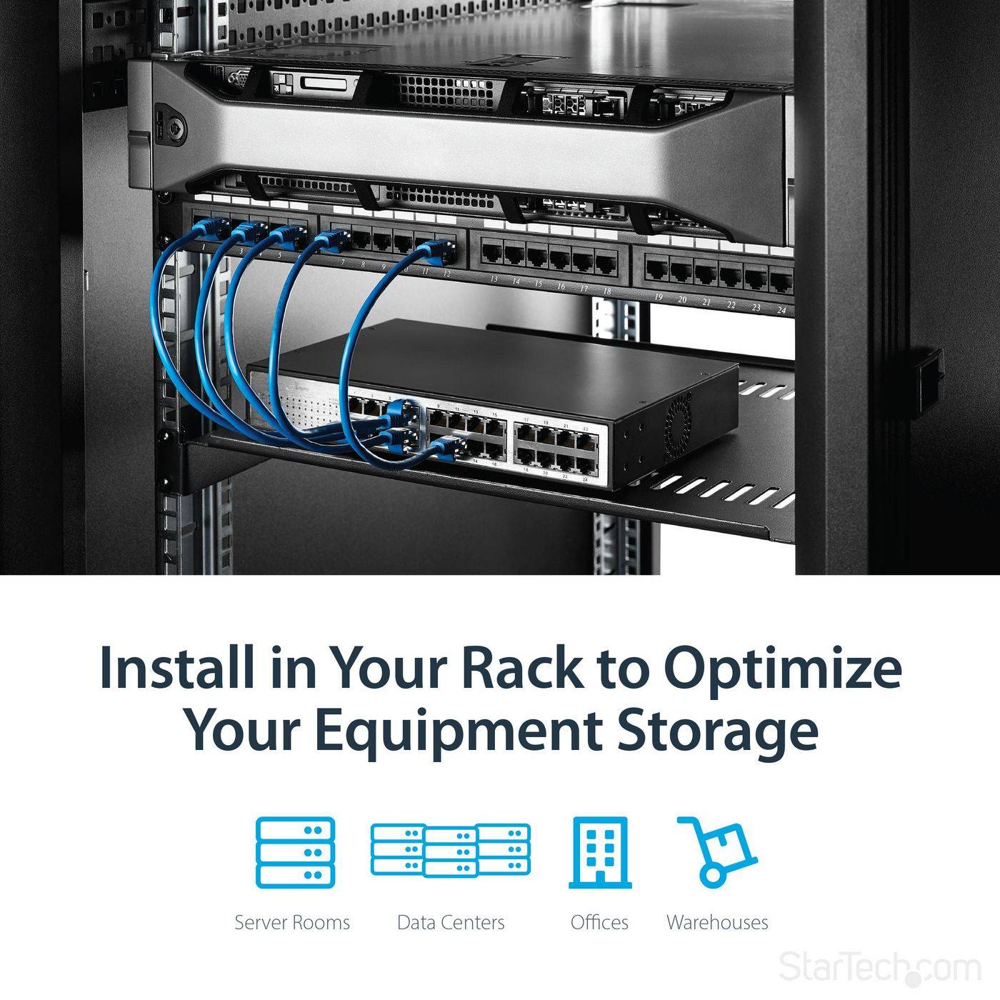 StarTech.com Startech Belüfteter Server Rack Fachboden 1 HE - 40,6 cm Tief - Stahl - Rack - Regal --4