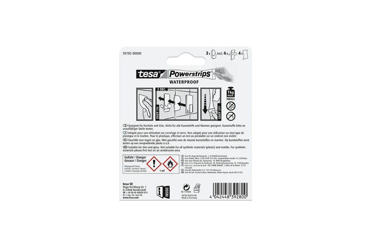 tesa Powerstrips Haken WATERPROOF Small Plastik, weiß (8759782)-1