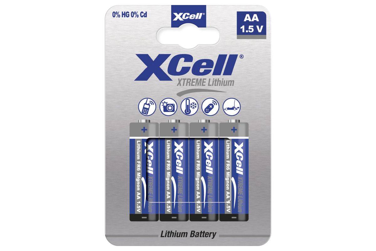 XCell Extreme Lithium FR6 Mignon AA Batterie 4er Blister, Wiederaufladbarer Akku, AA, Lithium, 1,5-0