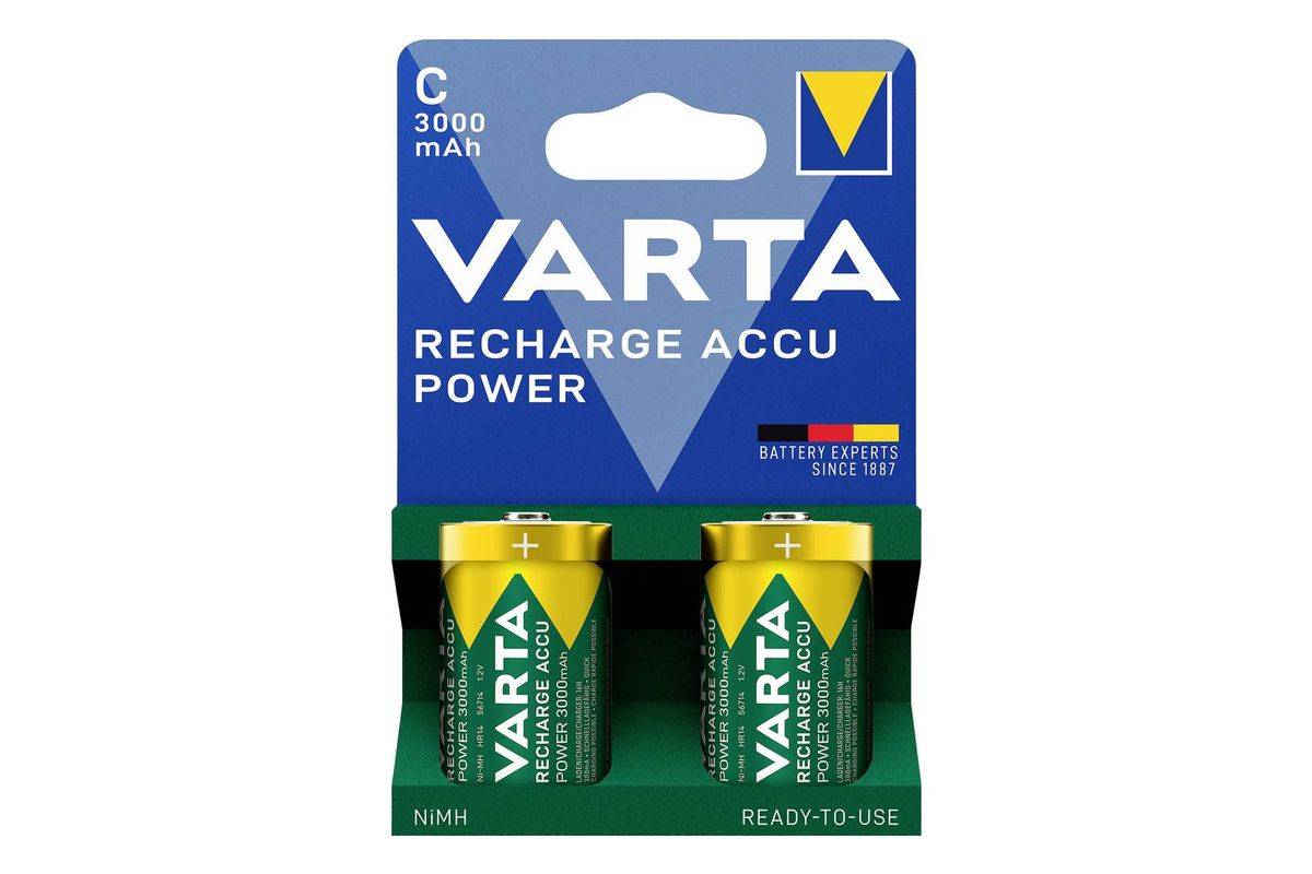 Varta Akku NiMH, Baby, C, HR14, 1.2V/3000mAh Accu Power, Pre-charged, Retail Blister (2-Pack)-0