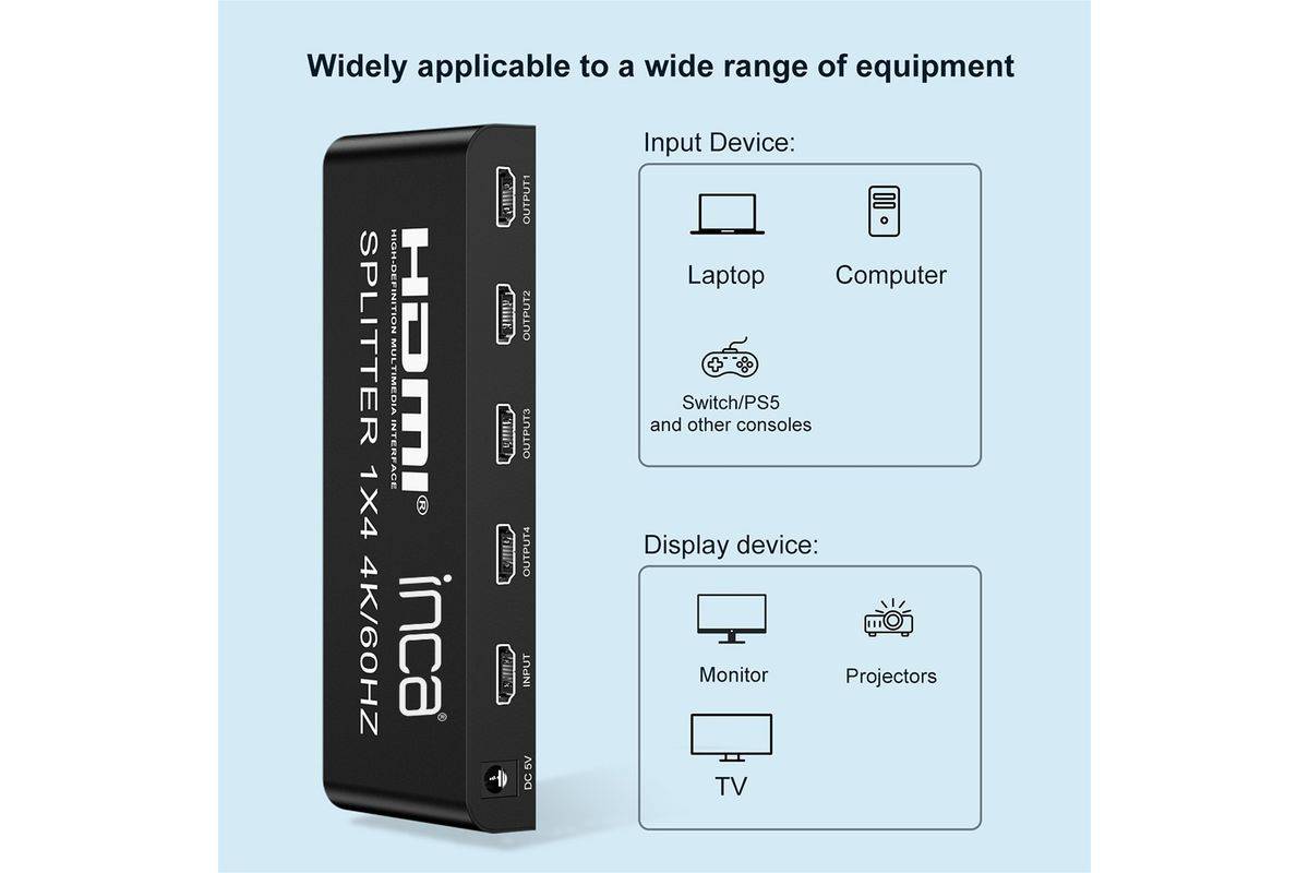 INCA HDMI-Splitter HDMI->5xHDMI2.0/4K/600MHz/6Gbit/s sw Multimedia-Technik Splitter-2