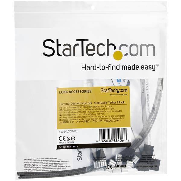 StarTech.com CONNLOCKPK5 Sicherheitskabel (5er Pack, Kabelschloss schützt vor Diebstahl, verstellbar, Schrumpfschlauch,-6