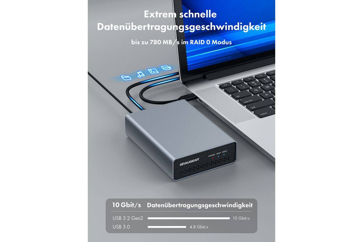 GRAUGEAR externes Raid Gehäuse 2x2,5HDD/SSD USB 3.2 retail Multimedia-Technik Externe-1
