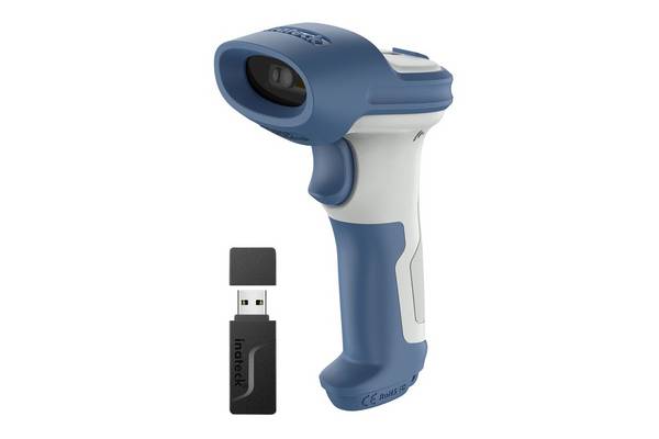 Inateck 2D/QR Scanner Bluetooth 5.0 & 2.4GHz White/Blue Multimedia-Technik Barcodescanner
