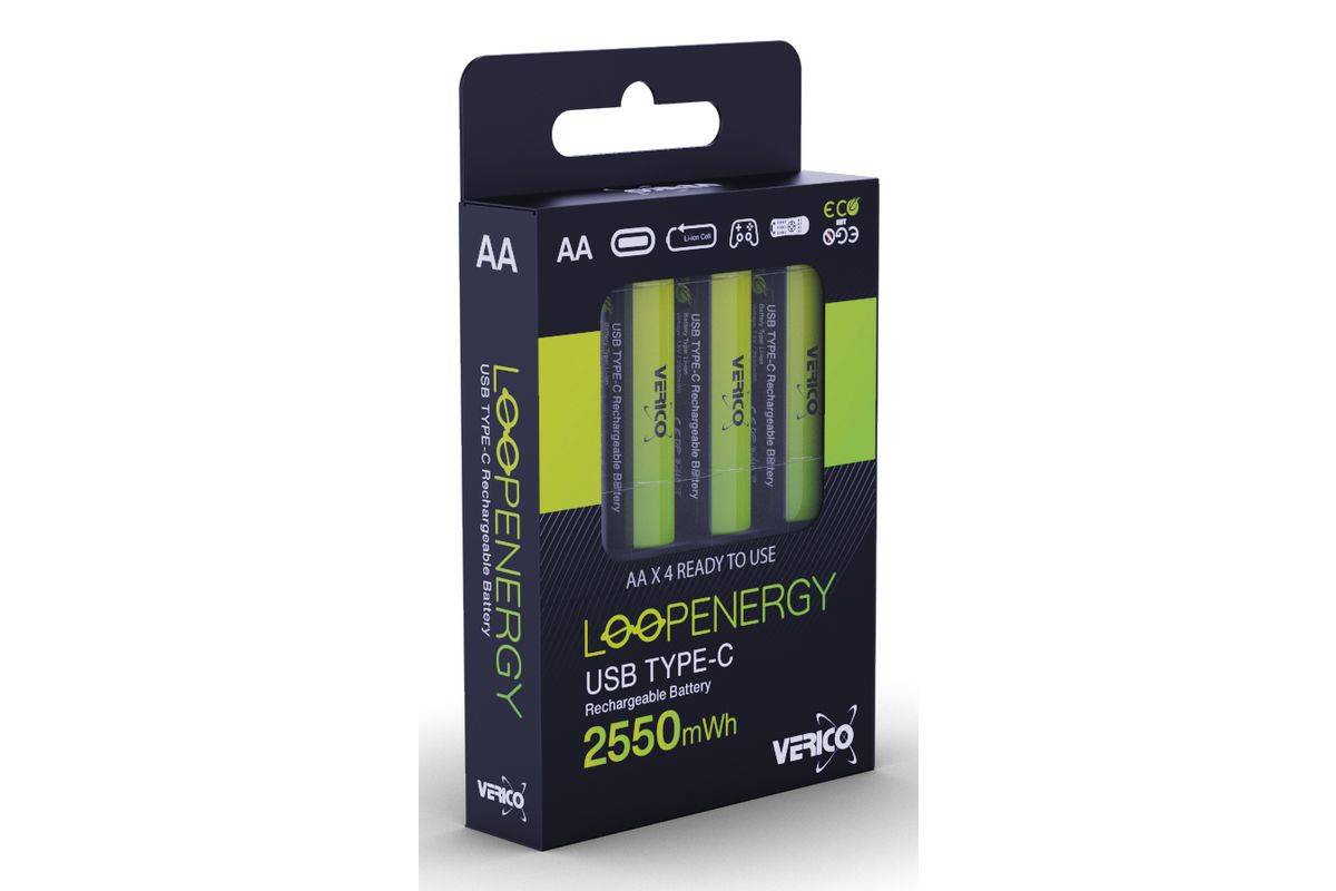 Verico 1UDBT-A1WEAC-NN, 1700 mAh, Lithium-Ion (Li-Ion), AA, 1,5 V, Schwarz, Grün-0