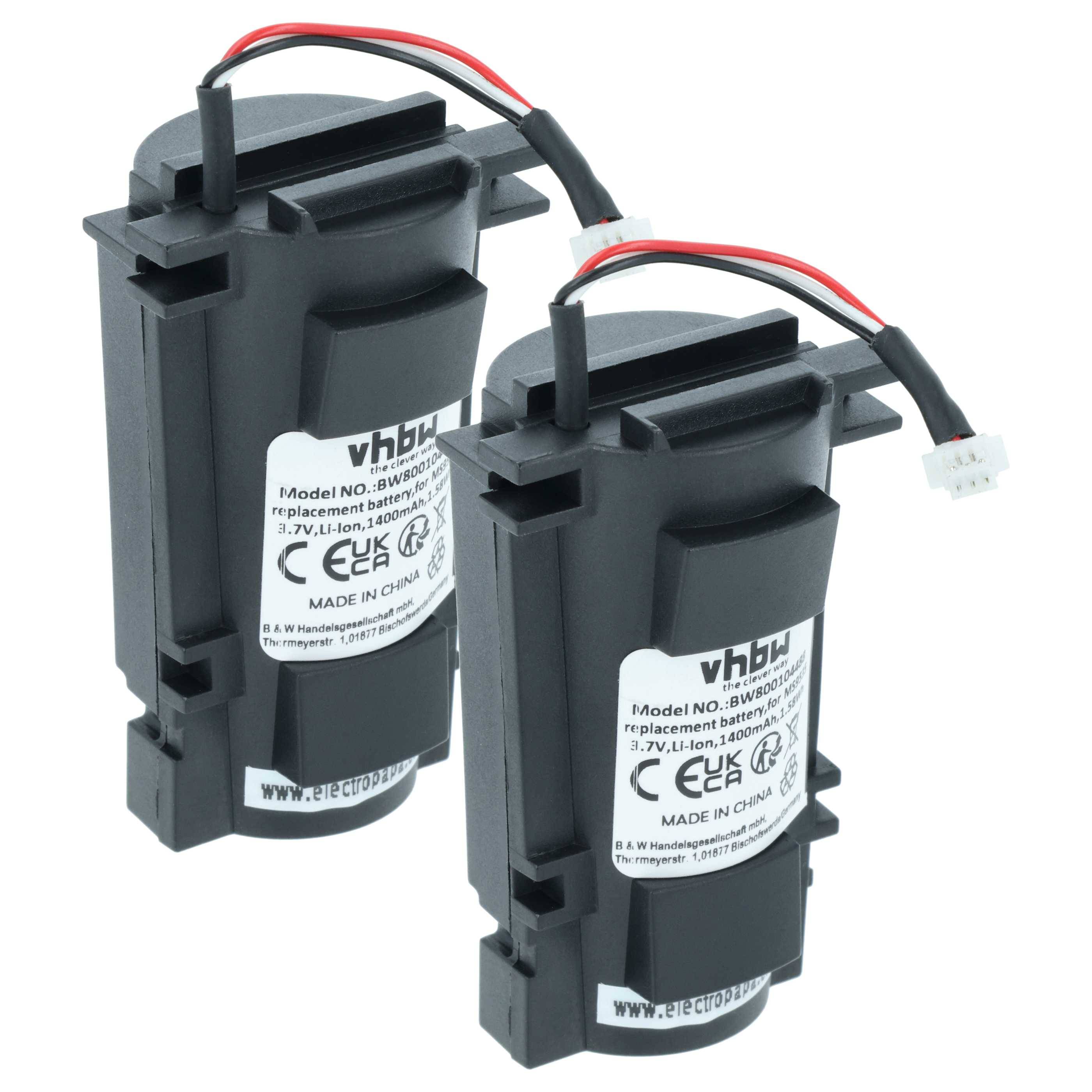 vhbw 2x Akku Ersatz für 00-06260A | 46-46870, 46-00518, BJ-9535X-1K1KSM, MET-46-0051 für Barcodescanner POS (1400 mAh, 3-0