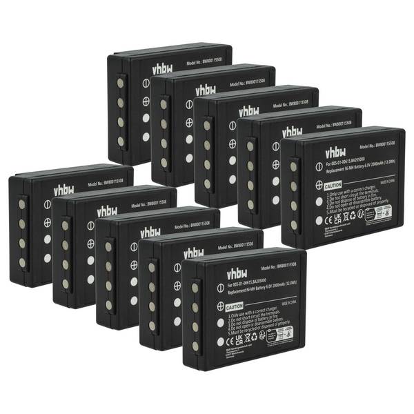vhbw 10x Akku kompatibel mit HBC Radiomatic Eco Industrie-Funkfernsteuerung Fernbedienung (2000 mAh, 6 V, NiMH) -