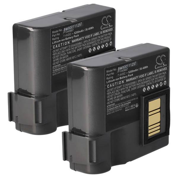 vhbw 2x Akku Ersatz für Zebra BTRY-MPP-68MA1-01 | P1040687 für Drucker Kopierer Scanner Etiketten-Drucker (5200 mAh, 7,4