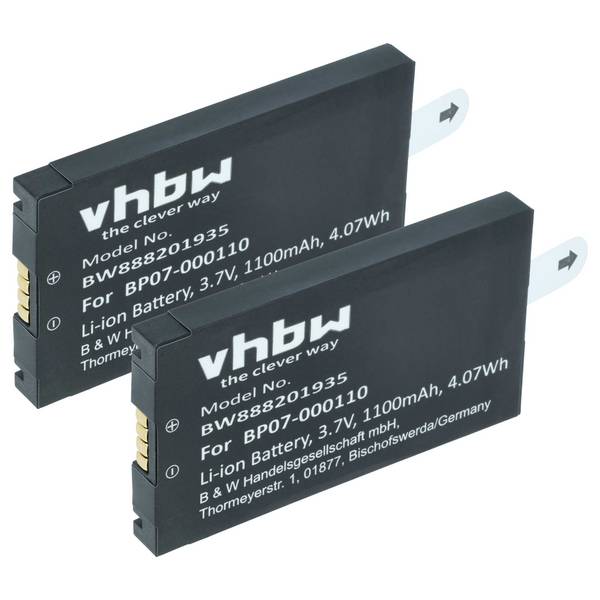 vhbw 2x Akku Ersatz für Datalogic 11300794 | 3H21-00000370, 94ACC0083, 800065-56 für Barcodescanner POS (1100 mAh, 3,7 V