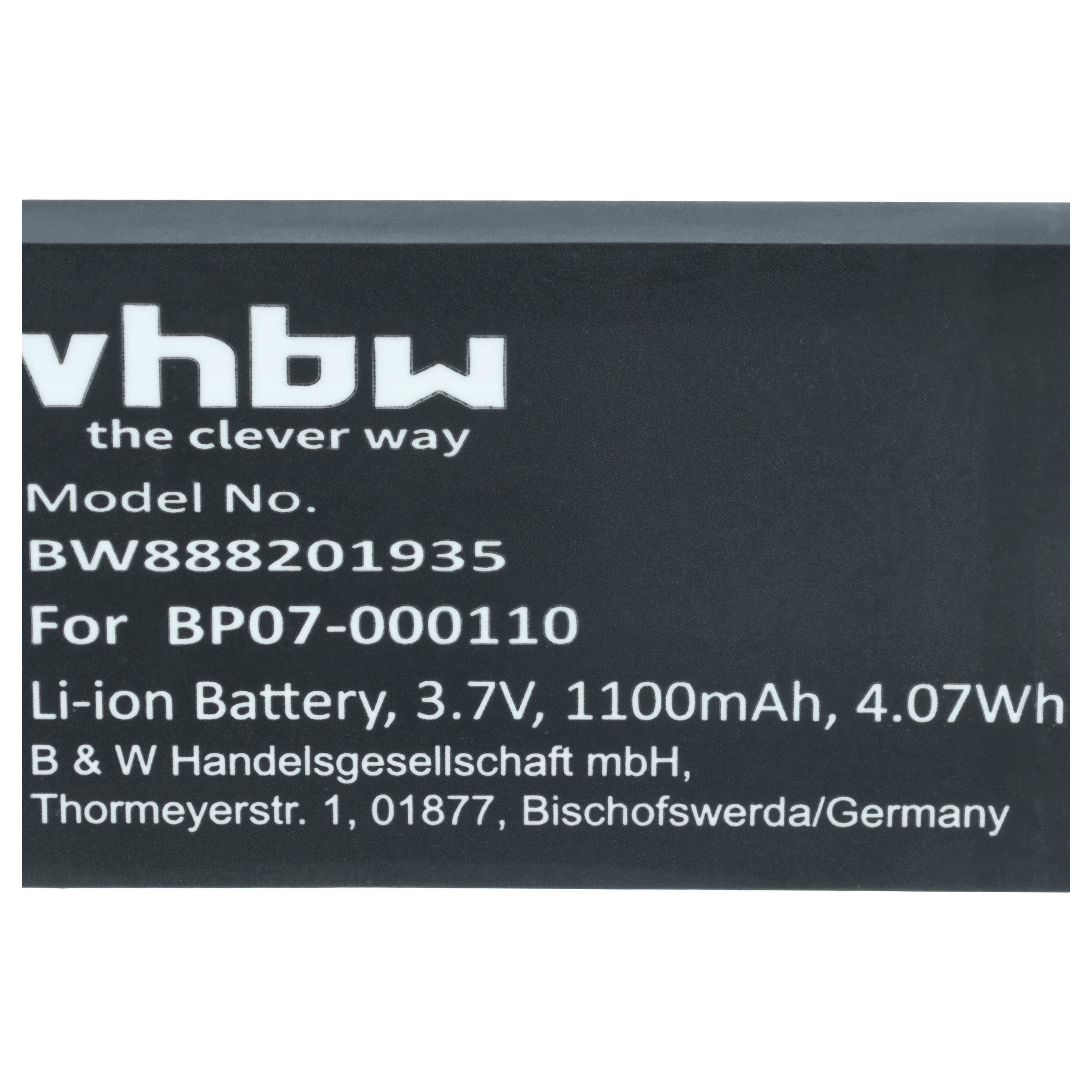 vhbw 2x Akku Ersatz für Datalogic 11300794 | 3H21-00000370, 94ACC0083, 800065-56 für Barcodescanner POS (1100 mAh, 3,7 V-3