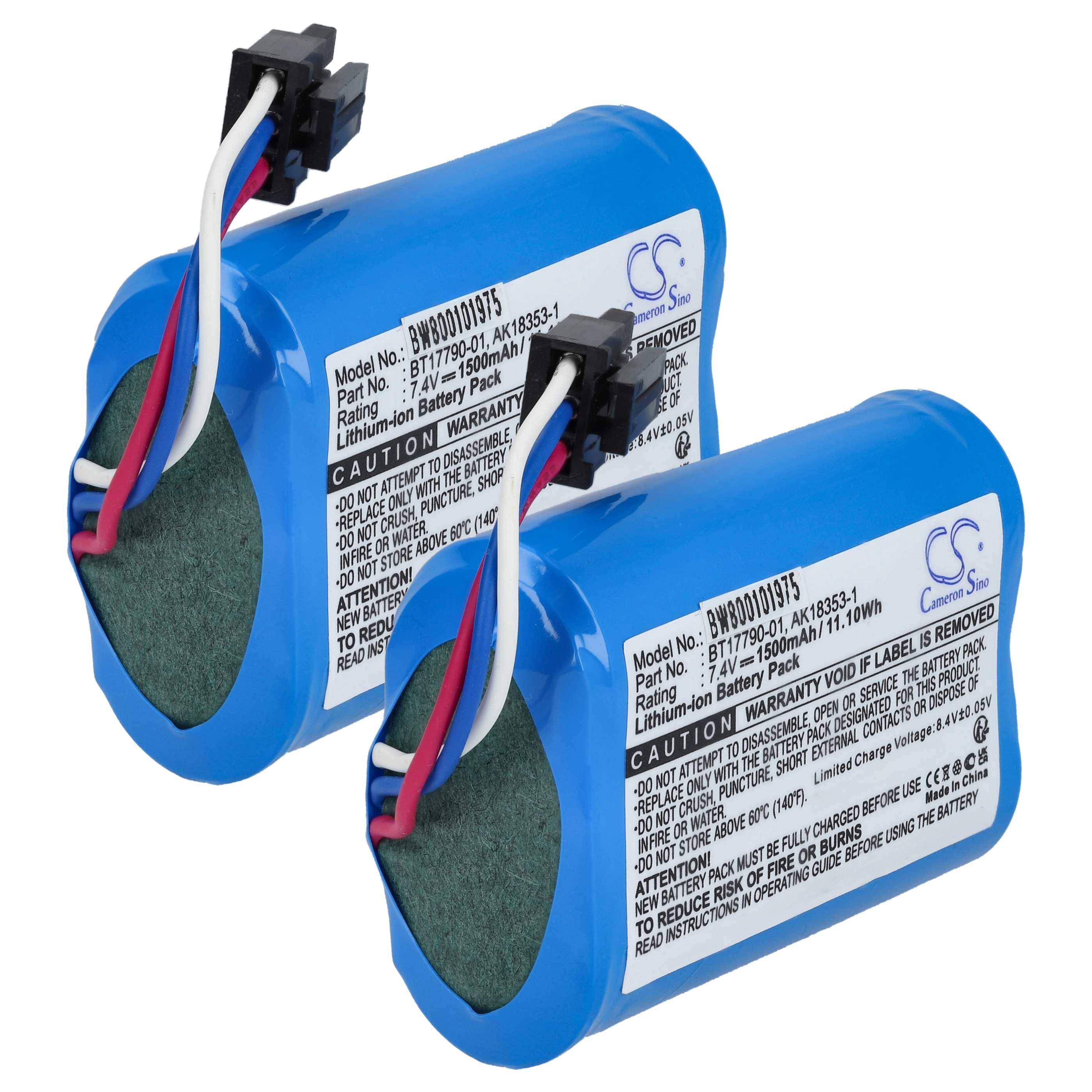 vhbw 2x Akku Ersatz für Zebra M3I-0UB00000-03 | für Drucker Kopierer Scanner Etiketten-Drucker (1500 mAh, 7,4 V, Li-Ion)-0