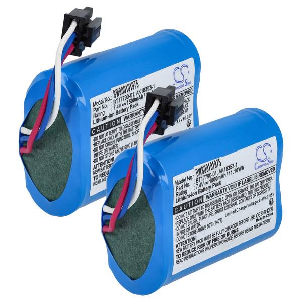 vhbw 2x Akku Ersatz für Zebra BT17790-1 | BT17790-2, AK18353-1 für Drucker Kopierer Scanner Etiketten-Drucker (1500 mAh