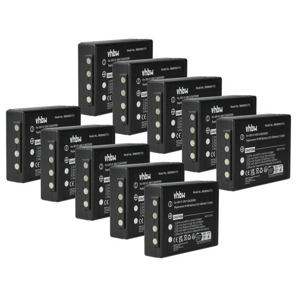 vhbw 10x Akku kompatibel mit Putzmeister Linus 6 | Technos Industrie-Funkfernsteuerung Fernbedienung (2300 mAh, 6 V