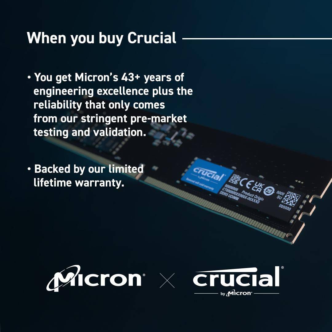 Crucial 16 GB 1x16 DDR5-5600 CL46 RAM Arbeitsspeicher DDR5 UDIMM-3