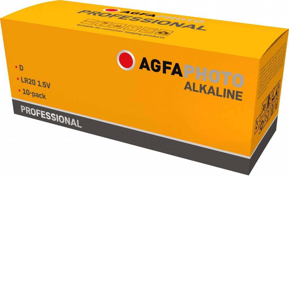 Agfaphoto Batterie Alkaline, Mono, D, LR20, 1.5V Professional, Retail Box (10-Pack)-0
