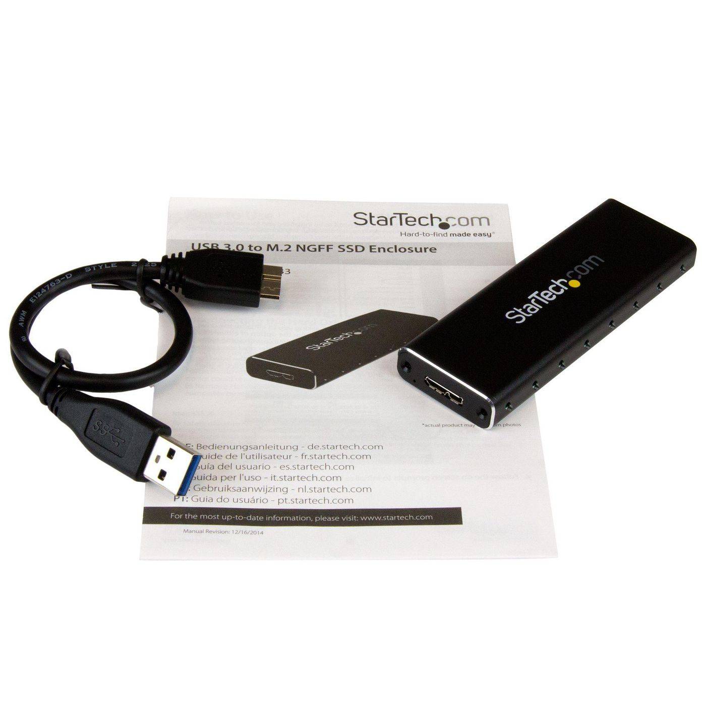 STARTECH SM2NGFFMBU33 Aluminum USB 3.0 External M.2 NGFF SATA III SSD Hard Drive E-6