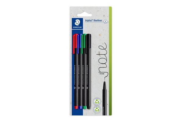 STAEDTLER - Fineliner triplus rPP sort. 4St BK