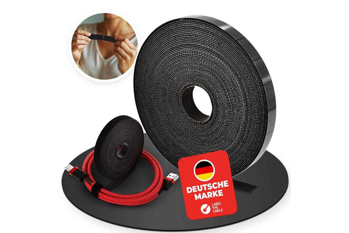 Label-the-cable LTC Rip STRAP Klettbandrolle abreißbar schwarz-1