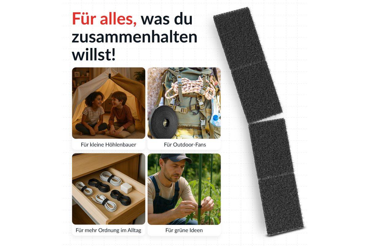 Label-the-cable LTC Rip STRAP Klettbandrolle abreißbar schwarz-2