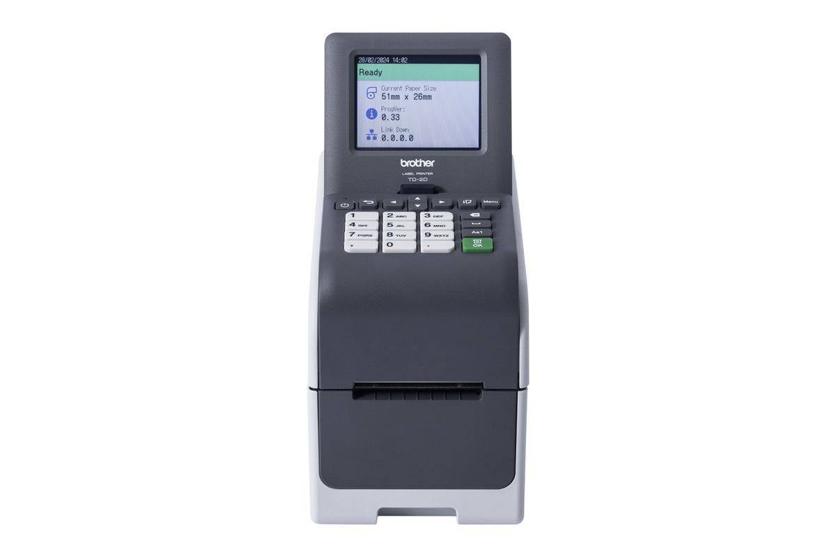 Brother TD-2350DSA203, Thermodirektdrucker, 203dpi, 2-Zoll, ser.-, USB-, LAN-, WLAN-, BT-Port, Touch-Display,