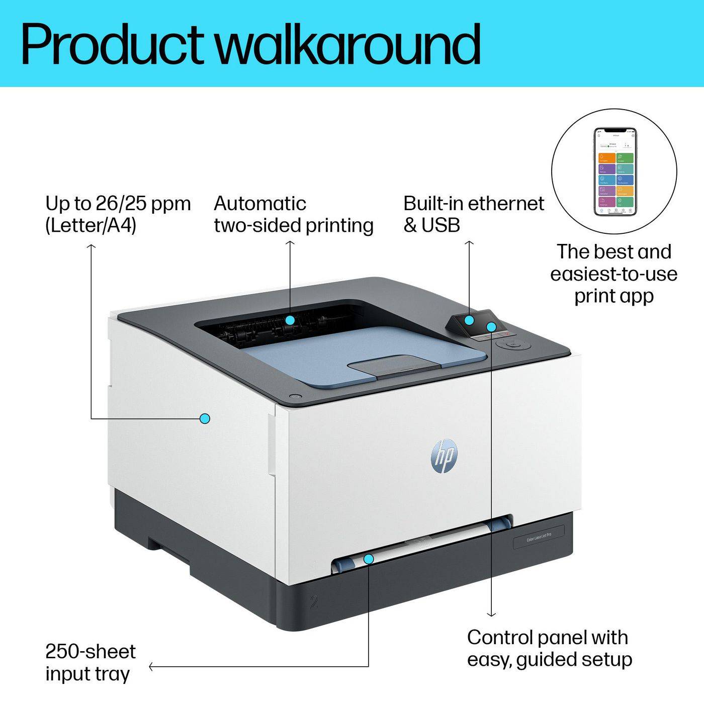 HP LaserJet Pro 3202dn Farbe Drucker, Nur Ethernet; Duplex, Laser, Farbe, 600 x 600 DPI, A4, 25 Seiten pro Minute, Doppe-2