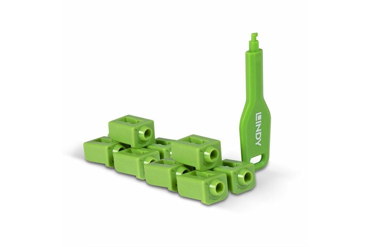 LINDY 47912, SFP Port Locks Grün, x 10 + 1 Schlüssel-0