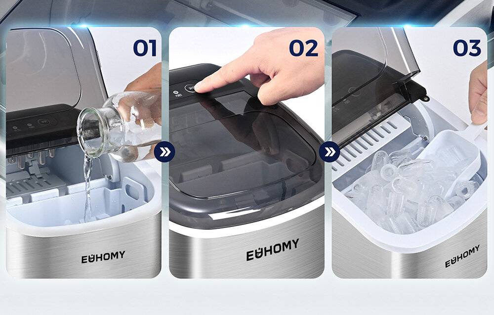 Preisbild für Euhomy - IM001-BSI - Euhomy IM001 Eiswürfelbereiter, 1,2 l, 12 kg (silber)