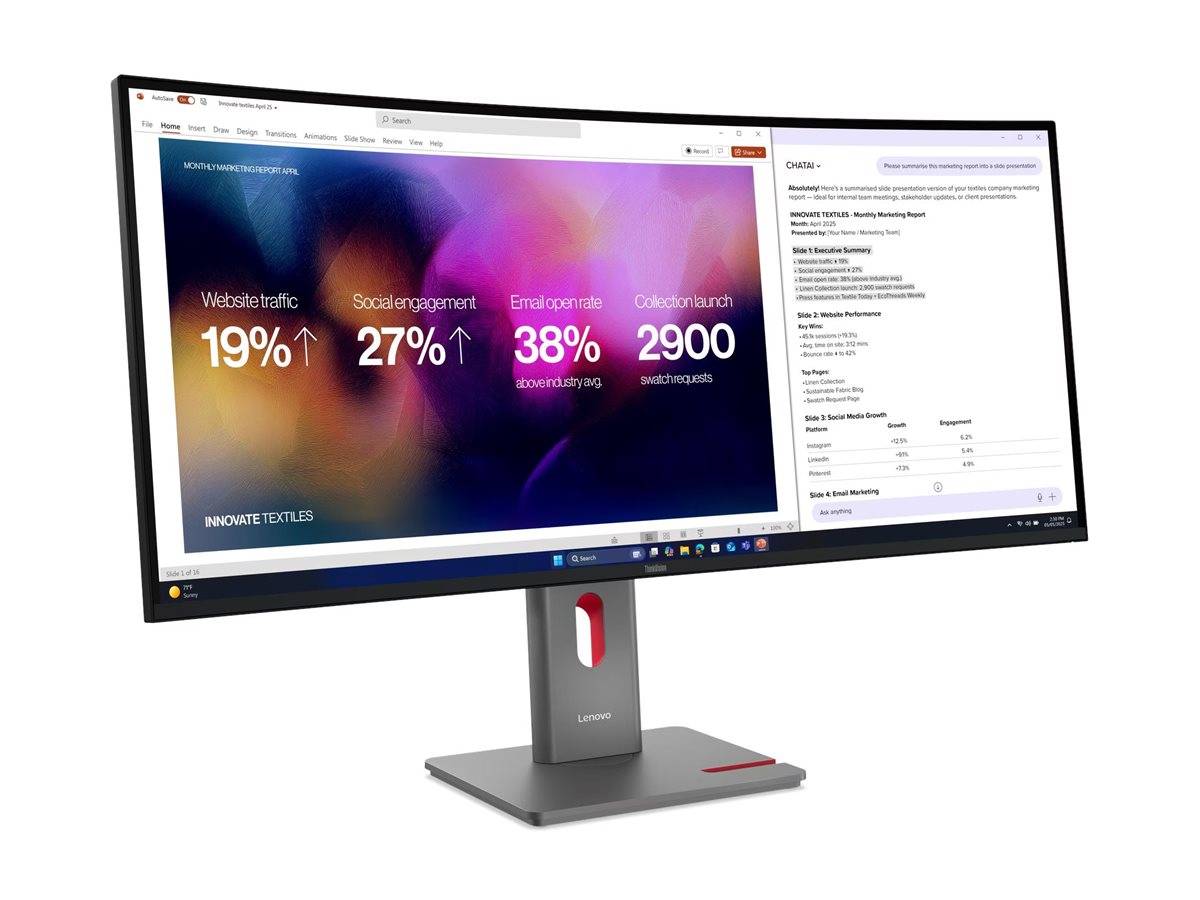 Lenovo ThinkVision P40WD-40 Curved Business Monitor - KVM Switch 39.7" (100.83-1