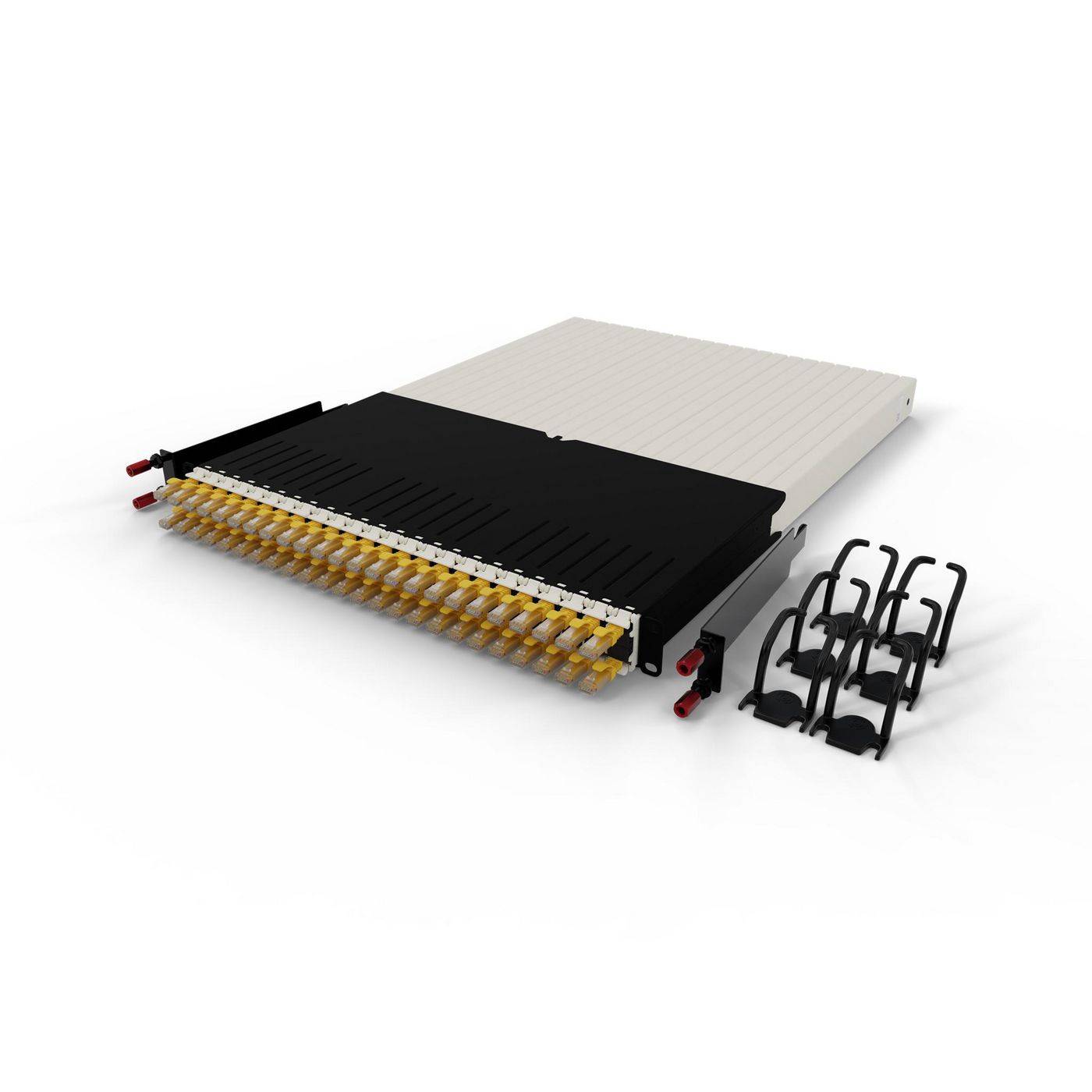 .one Kabeleinzugssystem 30RU/UTP (1,8 m) mit 24 Kassetten, Patchkabel Cat. 6a, U/UTP, PoE++, Kabel gelb-2