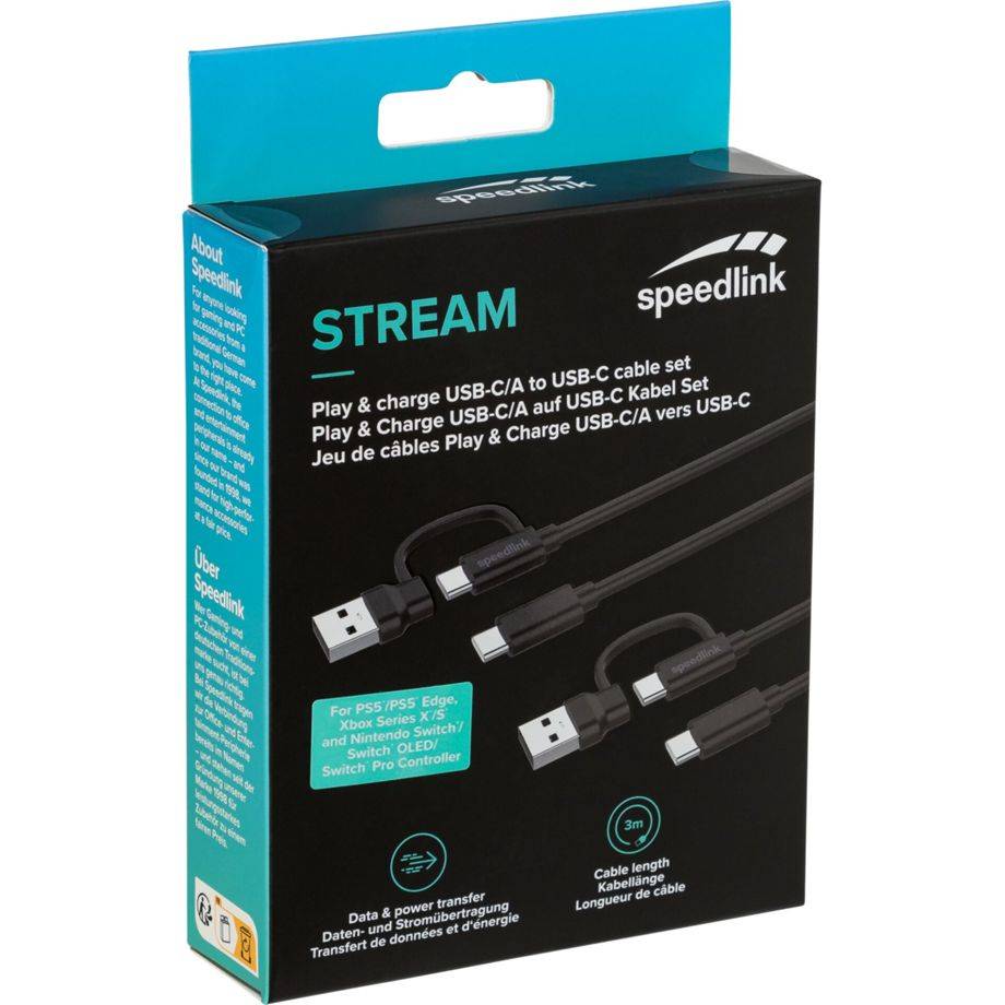 SPEEDLINK - STREAM Play & Charge USB-C/A Kabel Set für PS5 sw retail-0