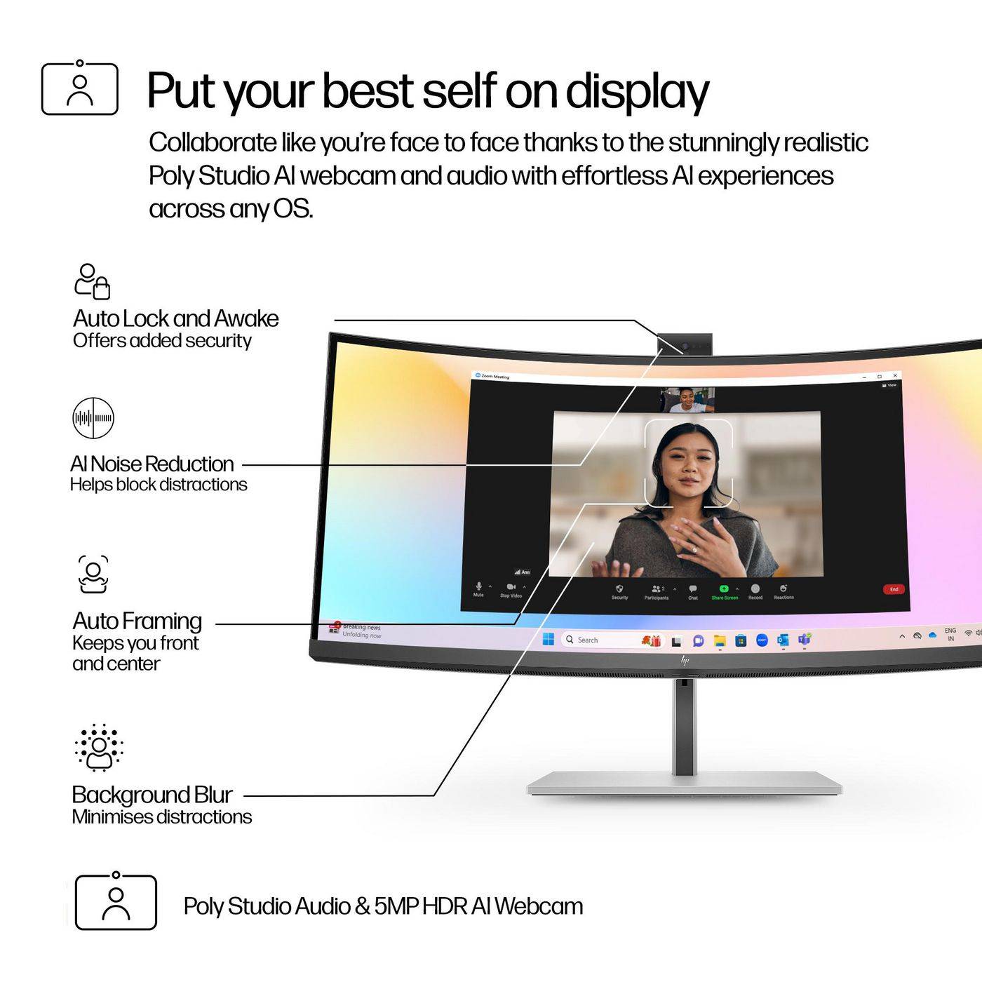 HP - Series 7 Pro WQHD Conferencing Monitor - 734pm - Flachbildschirm (TFT/LCD) - 86,4 cm-4
