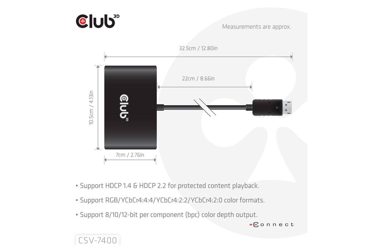 Club3D Multi Streaming Transport Hub 1xDP->4xDP 4K30Hz Multimedia-Technik Displayport-Adapter-1