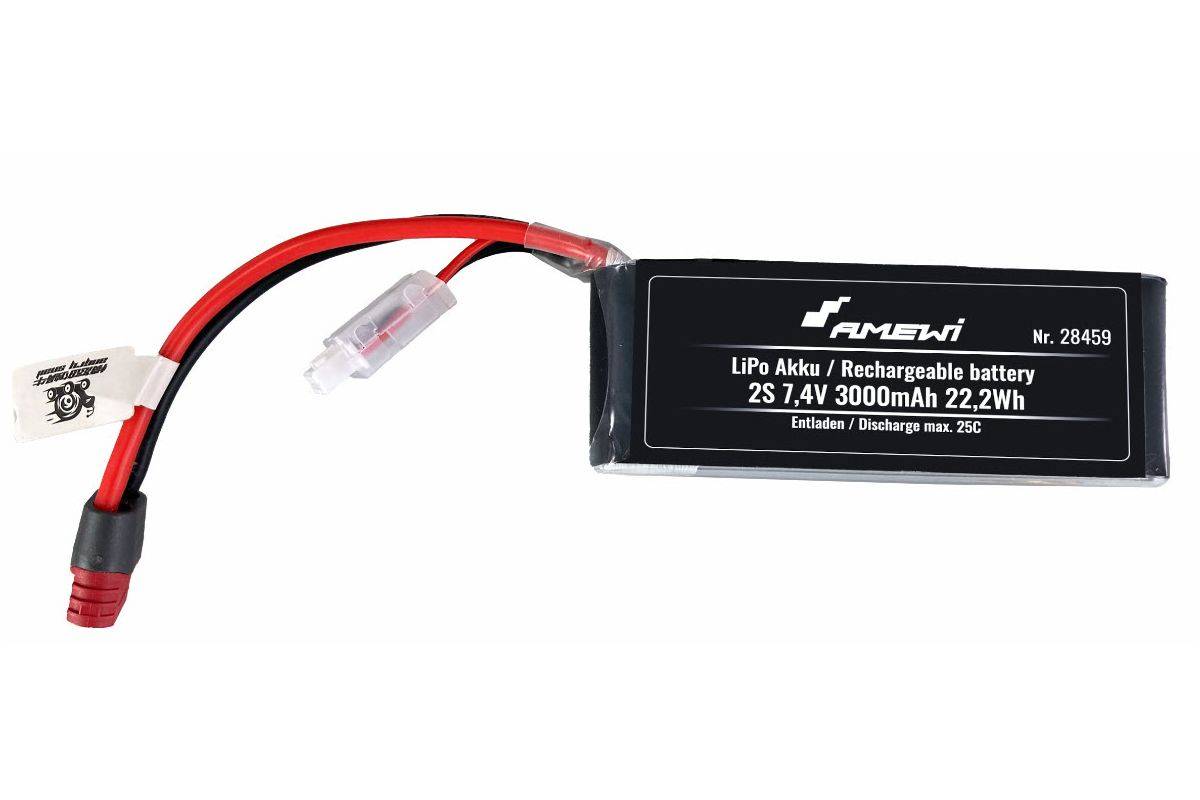 Amewi LiPo Akku 2S 25C T-Stecker - Akku - 3.000 mAh